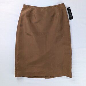 VTG Brown Silk Neutral Classic Lined Skirt NWT Corpcore Office